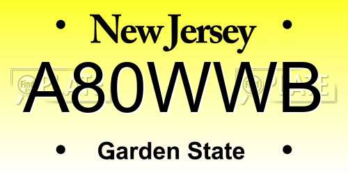 A80WWB New Jersey License Plate
