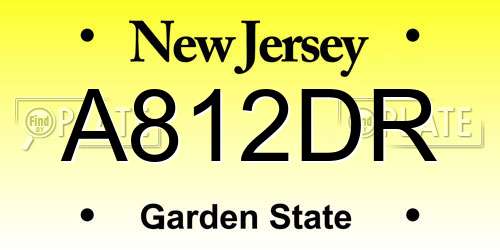 A812DR New Jersey License Plate