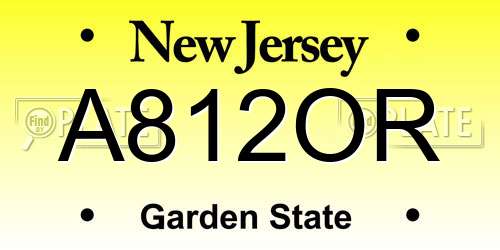 A812OR New Jersey License Plate