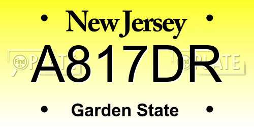 A817DR New Jersey License Plate