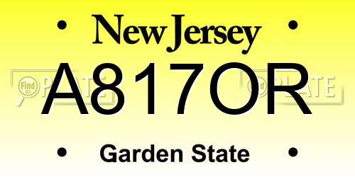 A817OR New Jersey License Plate