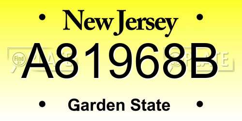 A81968B New Jersey License Plate