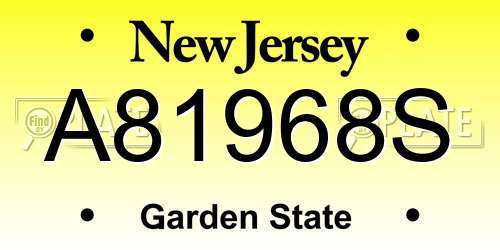 A81968S New Jersey License Plate