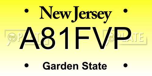 A81FVP New Jersey License Plate