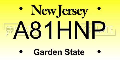 A81HNP New Jersey License Plate