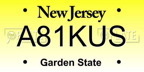 A81KUS New Jersey License Plate