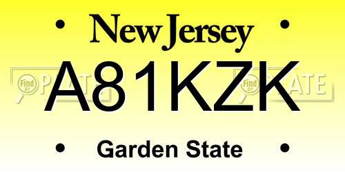 A81KZK New Jersey License Plate
