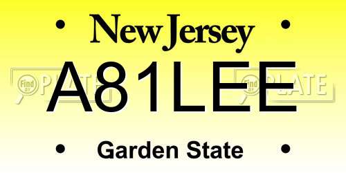 A81LEE New Jersey License Plate