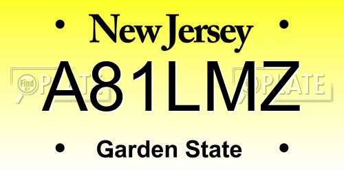A81LMZ New Jersey License Plate