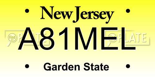 A81MEL New Jersey License Plate