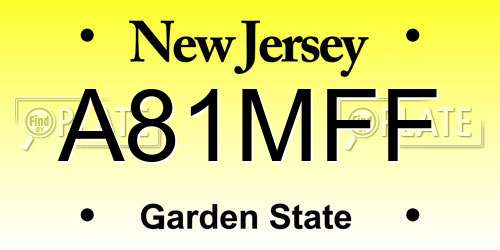 A81MFF New Jersey License Plate