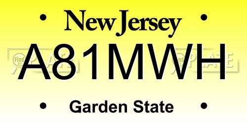 A81MWH New Jersey License Plate