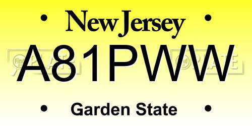 A81PWW New Jersey License Plate