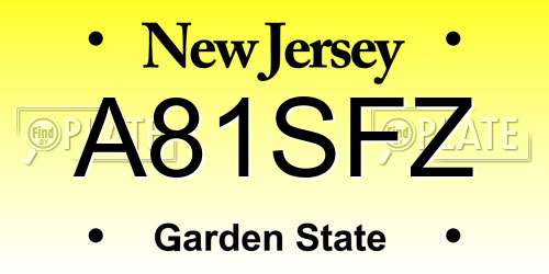 A81SFZ New Jersey License Plate