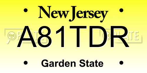 A81TDR New Jersey License Plate