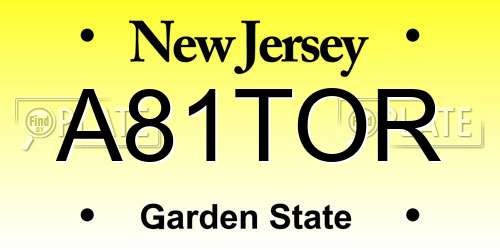 A81TOR New Jersey License Plate