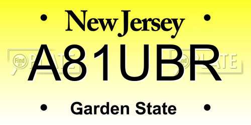A81UBR New Jersey License Plate