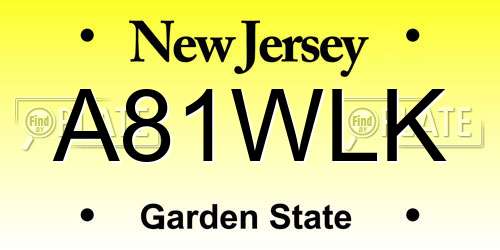 A81WLK New Jersey License Plate