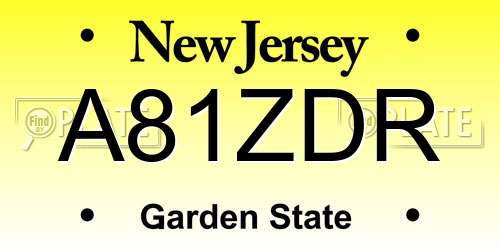 A81ZDR New Jersey License Plate