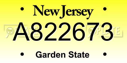 A822673 New Jersey License Plate