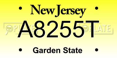 A8255T New Jersey License Plate