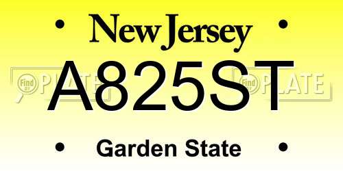 A825ST New Jersey License Plate
