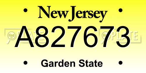 A827673 New Jersey License Plate