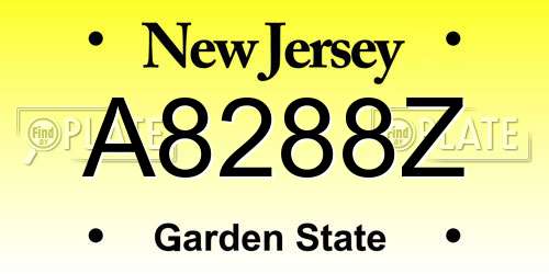 A8288Z New Jersey License Plate