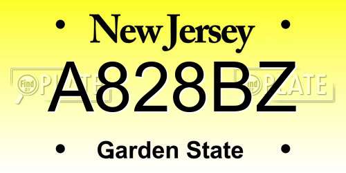 A828BZ New Jersey License Plate