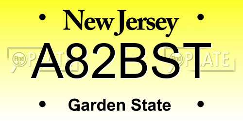 A82BST New Jersey License Plate