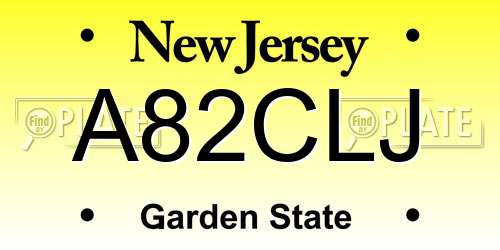 A82CLJ New Jersey License Plate