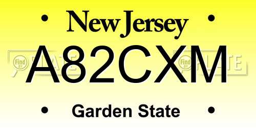 A82CXM New Jersey License Plate