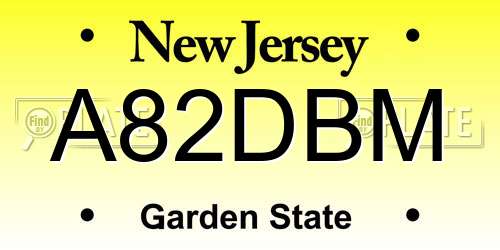 A82DBM New Jersey License Plate