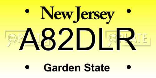A82DLR New Jersey License Plate