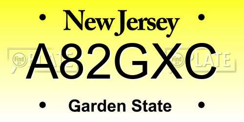 A82GXC New Jersey License Plate