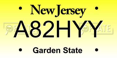 A82HYY New Jersey License Plate