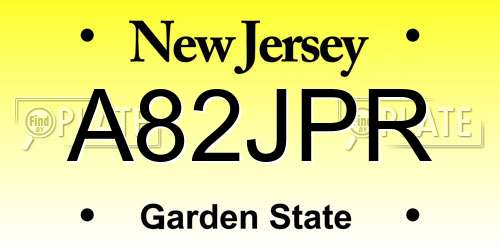 A82JPR New Jersey License Plate