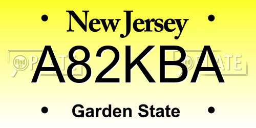 A82KBA New Jersey License Plate