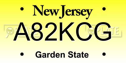 A82KCG New Jersey License Plate