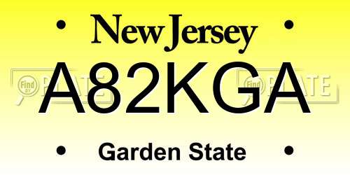 A82KGA New Jersey License Plate