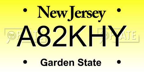 A82KHY New Jersey License Plate