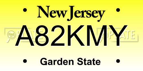 A82KMY New Jersey License Plate