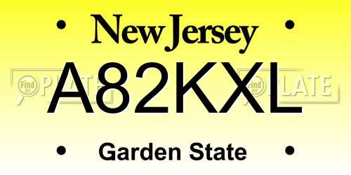 A82KXL New Jersey License Plate