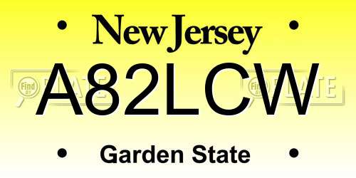 A82LCW New Jersey License Plate