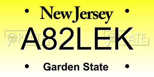 A82LEK New Jersey License Plate