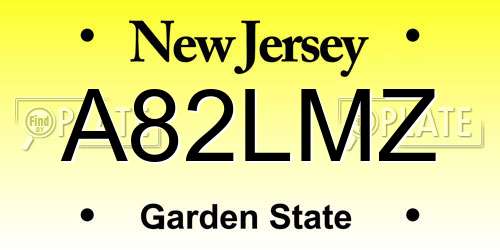 A82LMZ New Jersey License Plate