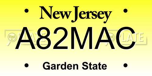 A82MAC New Jersey License Plate
