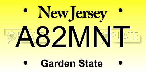 A82MNT New Jersey License Plate