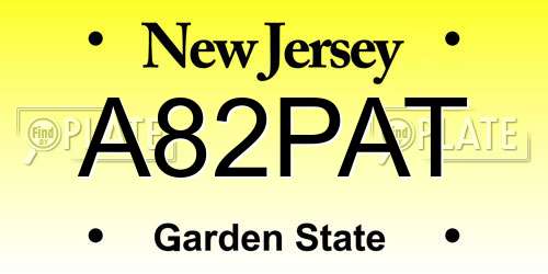 A82PAT New Jersey License Plate