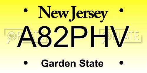 A82PHV New Jersey License Plate